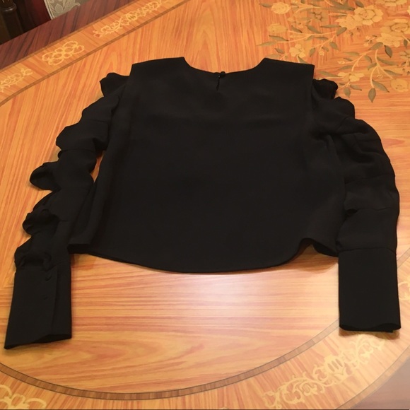 CATHERINE MALANDRINO cut-out black silk long sleeve Blouse Sz.XS - Picture 8 of 12
